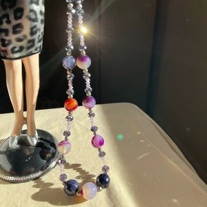 Purple Agate and Crystals Necklace